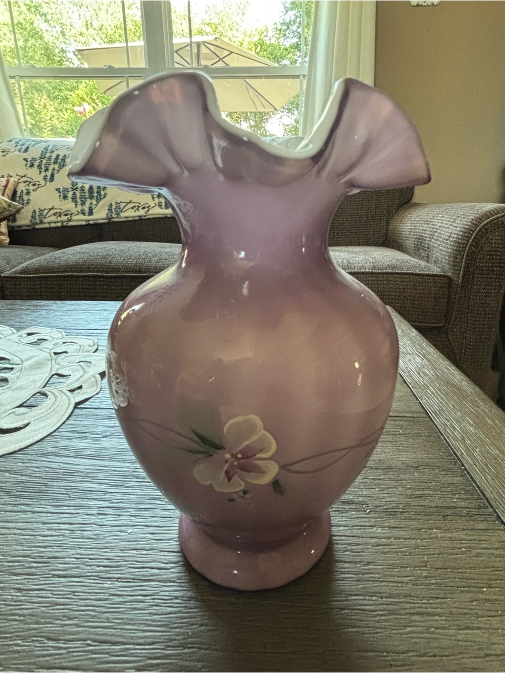 Lavender Floral Glass Vase